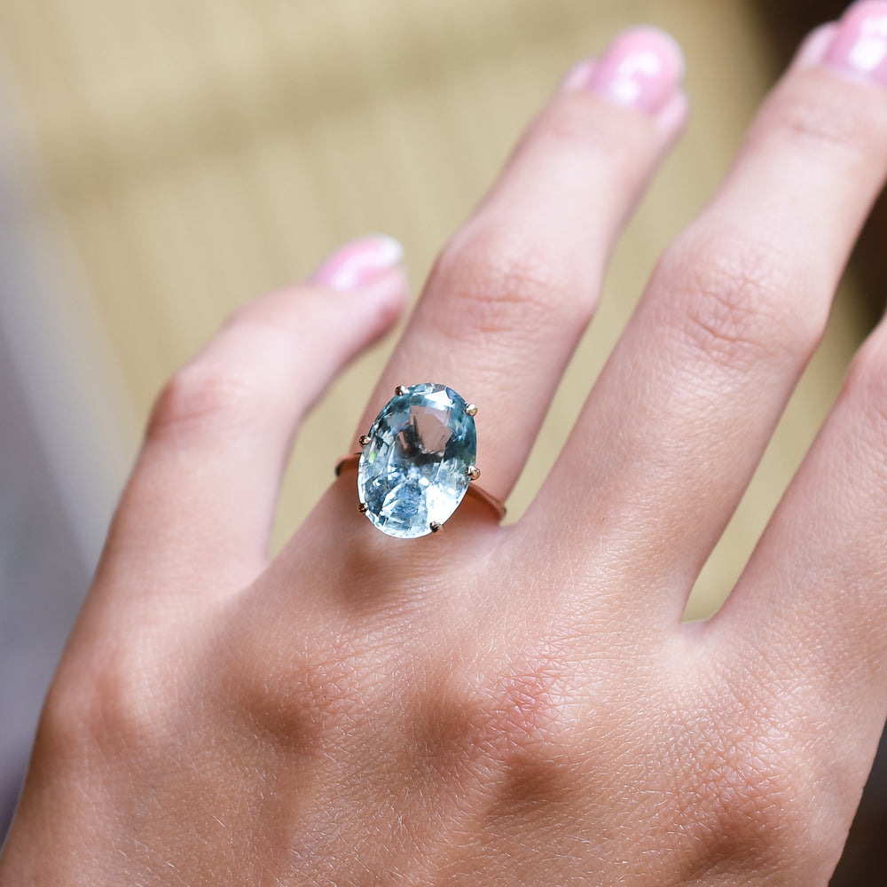 Edwardian Aquamarine Solitaire Ring