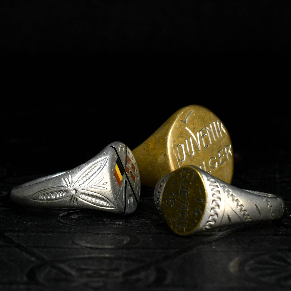 Collection of Three WW1 Trench Art Signet Rings