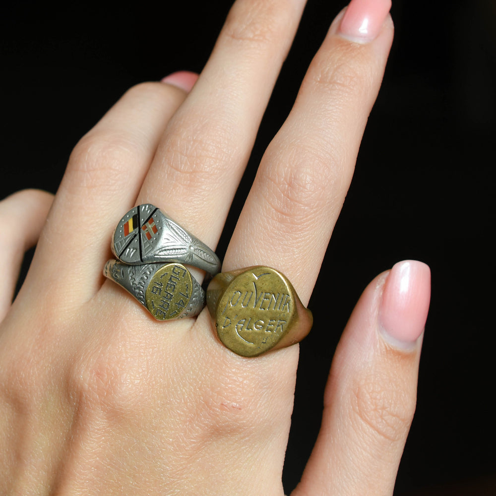 Collection of Three WW1 Trench Art Signet Rings