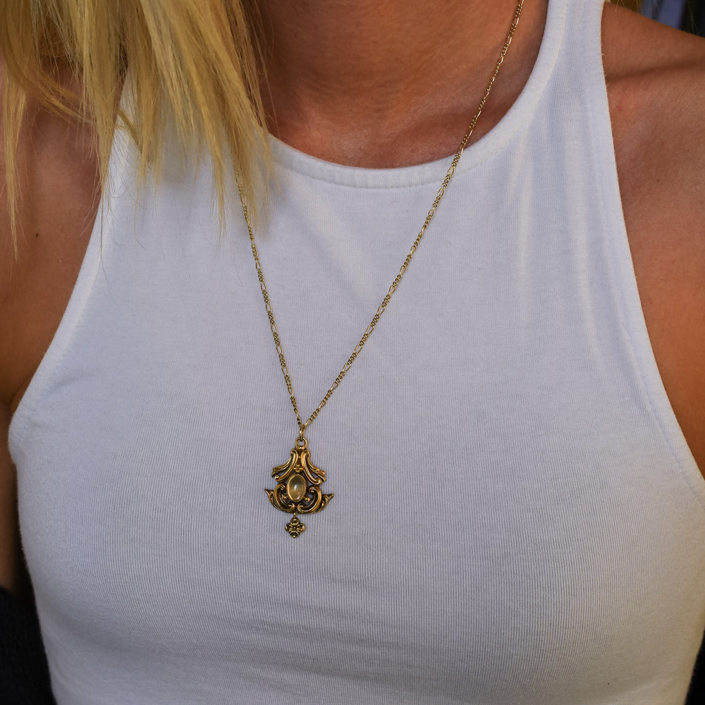 Arts & Crafts Moonstone Pendant & Chain