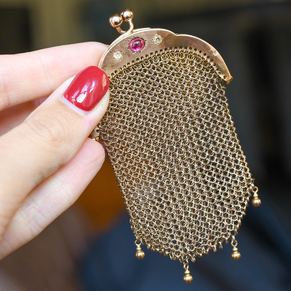 High Victorian Ruby & Diamond Miser's Purse