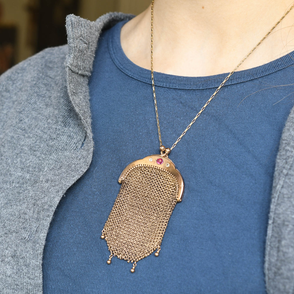 High Victorian Ruby & Diamond Miser's Purse