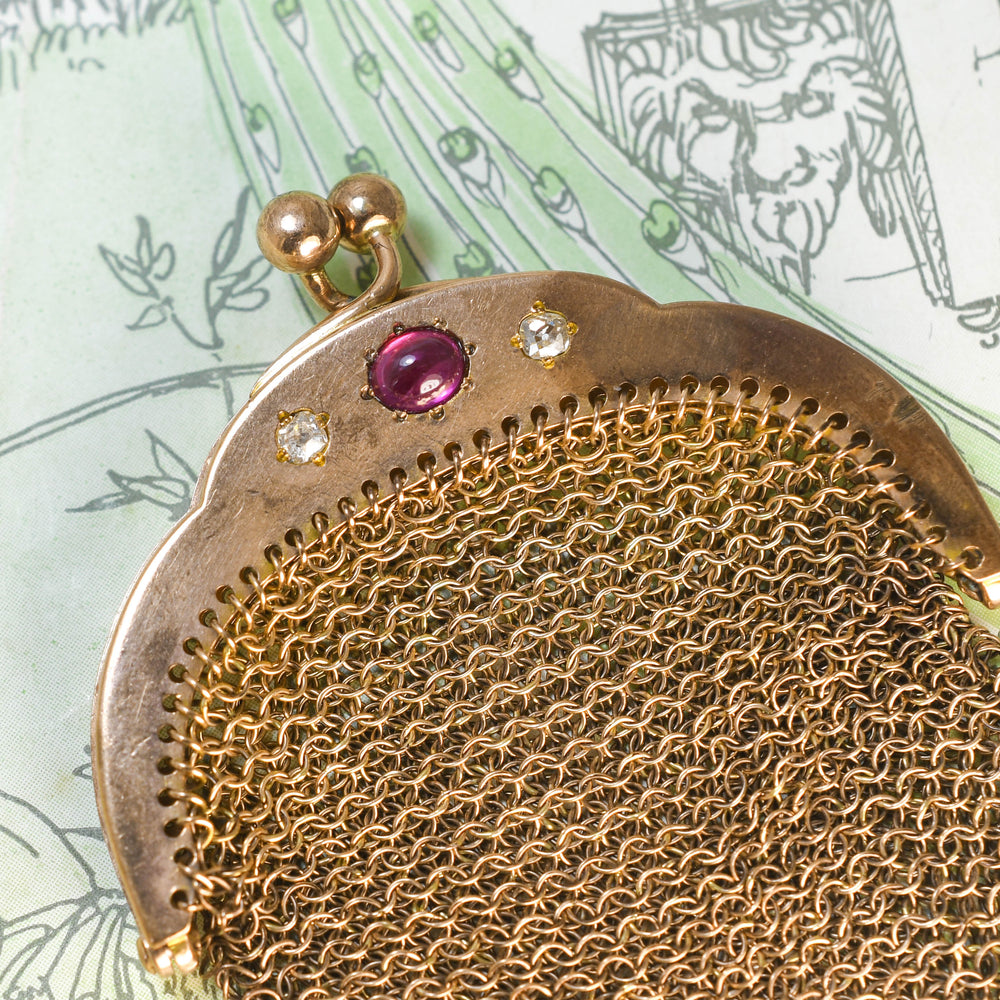 High Victorian Ruby & Diamond Miser's Purse