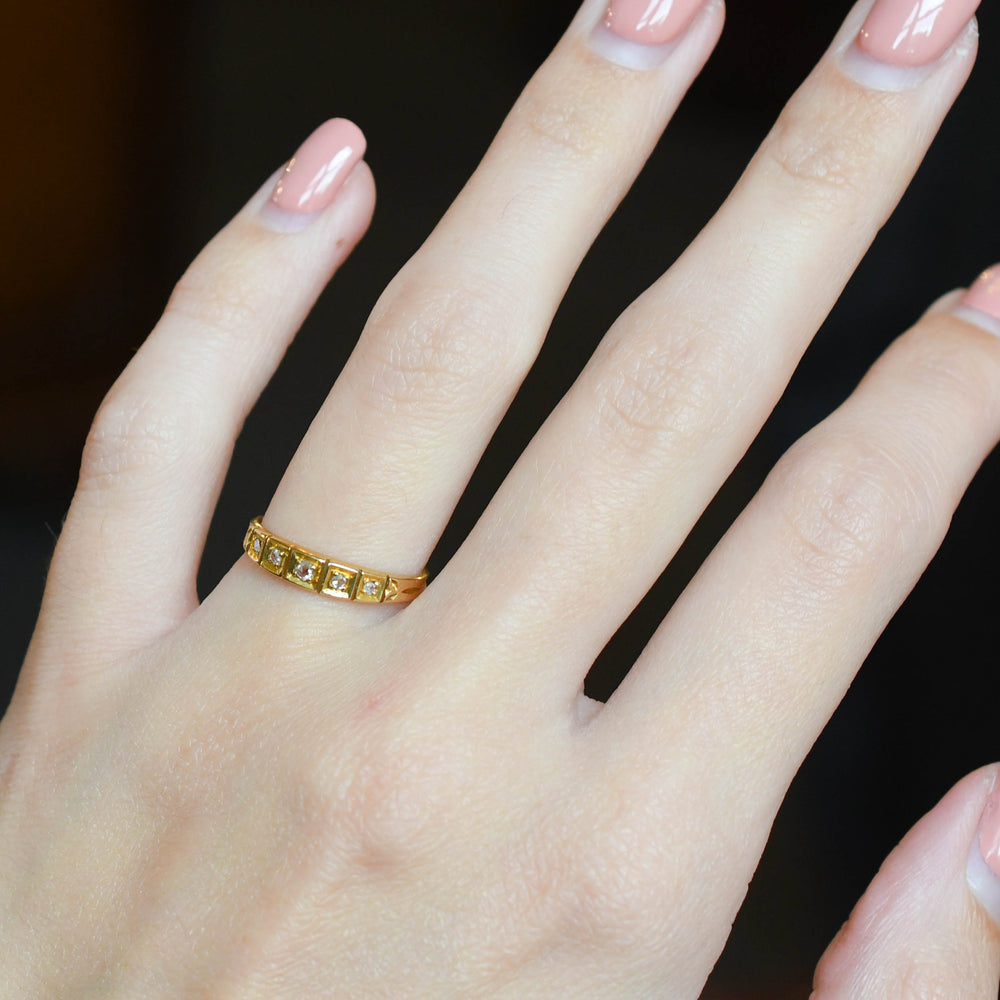 Victorian Rose Cut Diamond Half Eternity Ring