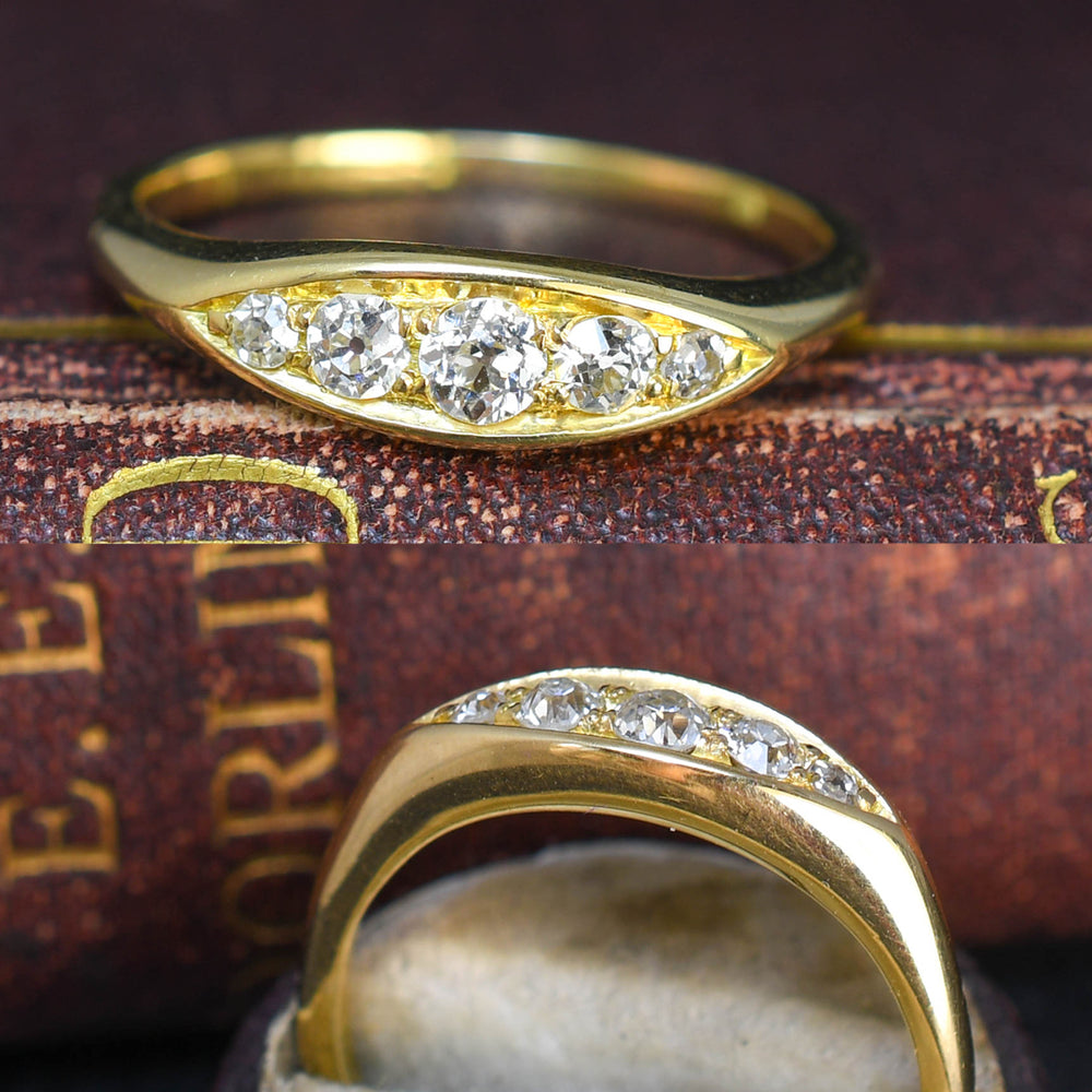 Art Deco 5-Stone Diamond Boat Ring