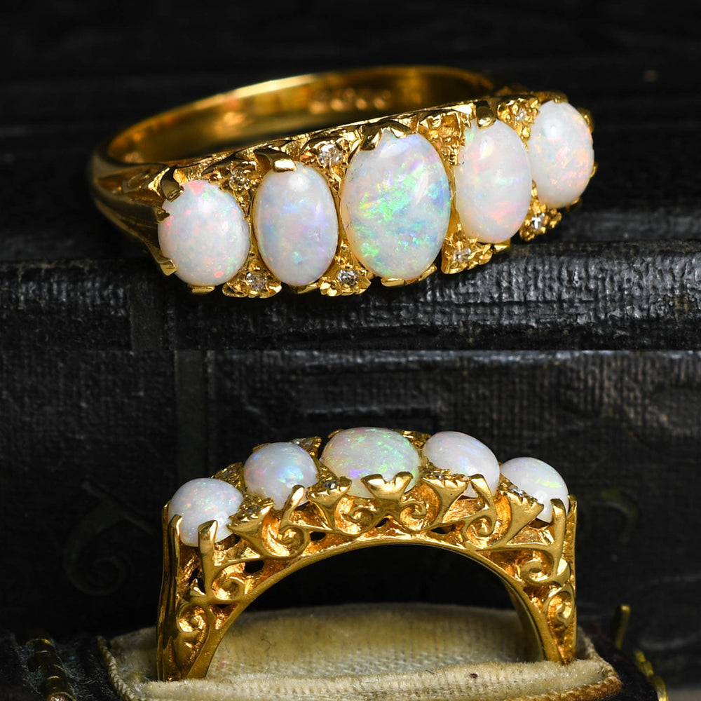 Victorian Opal & Diamond 5-Stone Ring