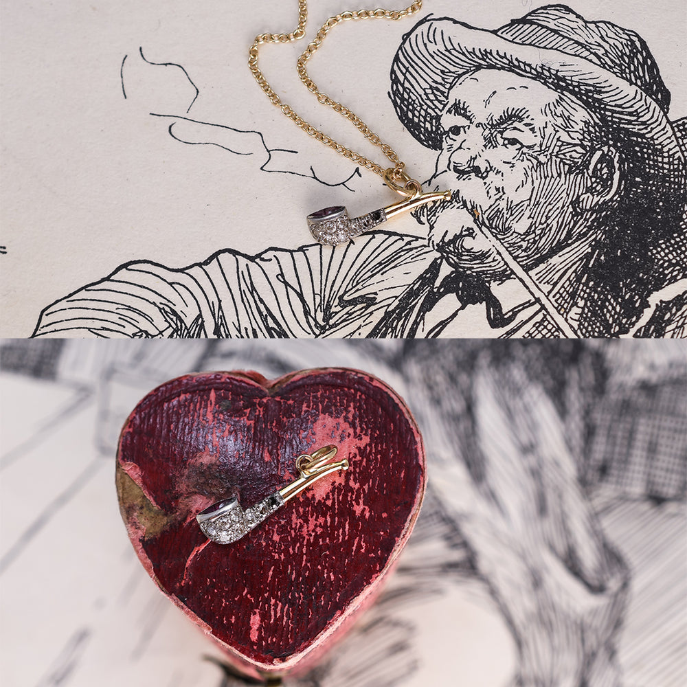 Edwardian Ruby & Diamond Tobacco Pipe Charm