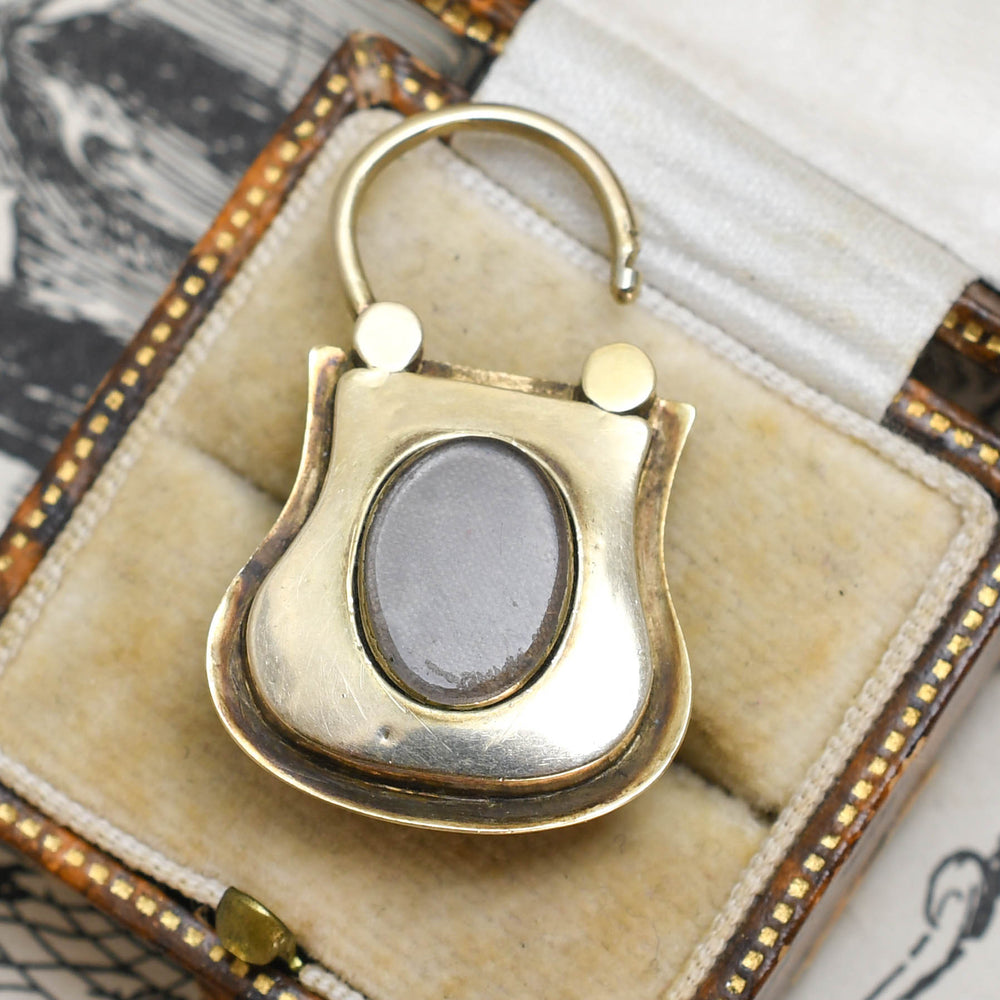 Victorian Granite Agate Padlock Charm
