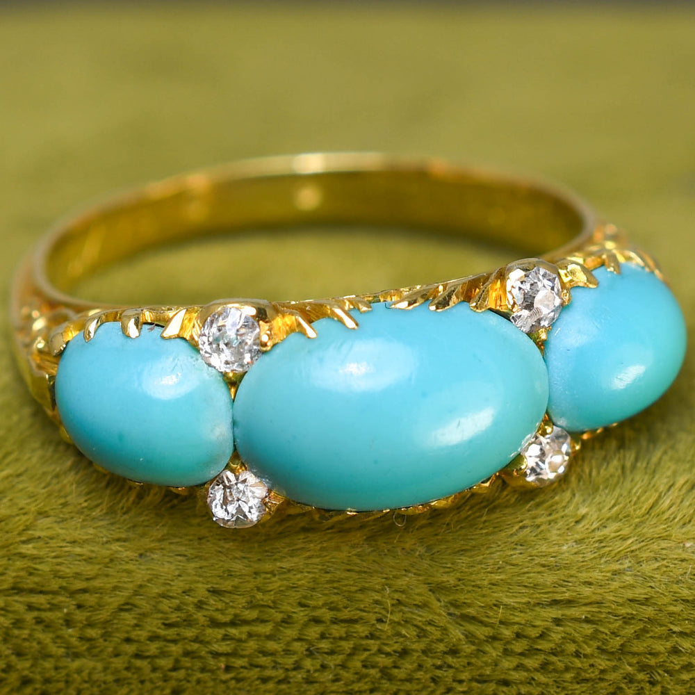 Victorian Turquoise & Diamond Half Hoop Ring