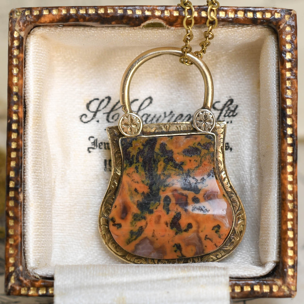 Victorian Granite Agate Padlock Charm