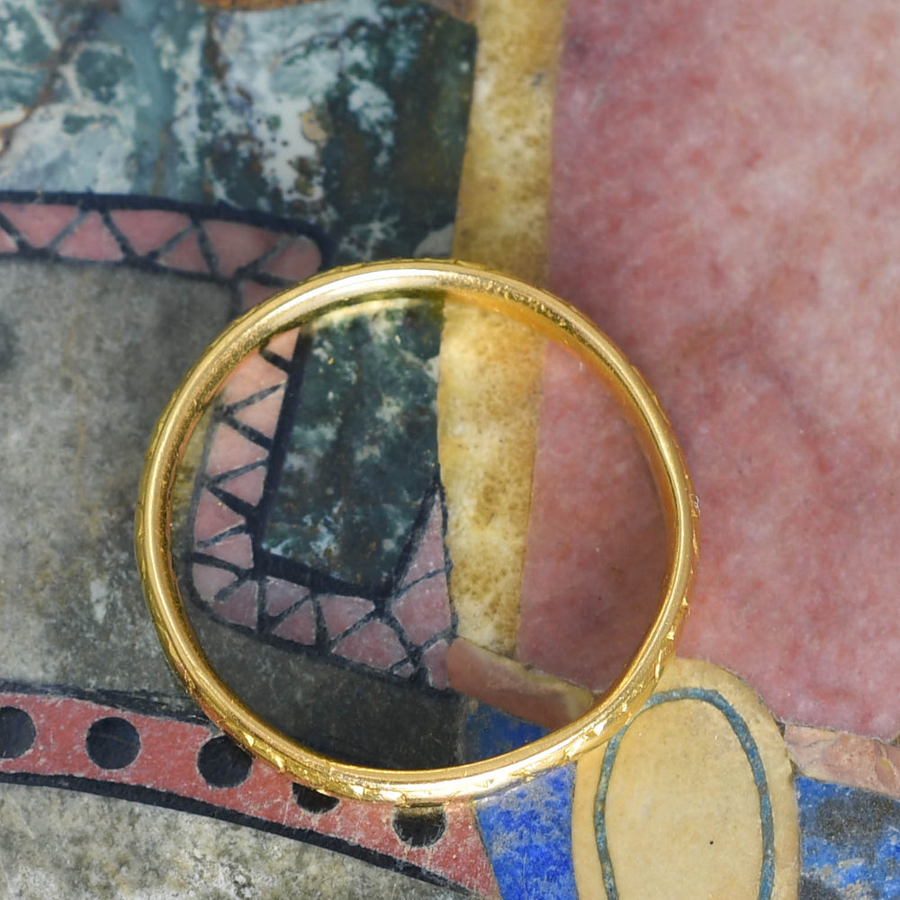 Mid-Century 22k Gold Heart Wedding Band