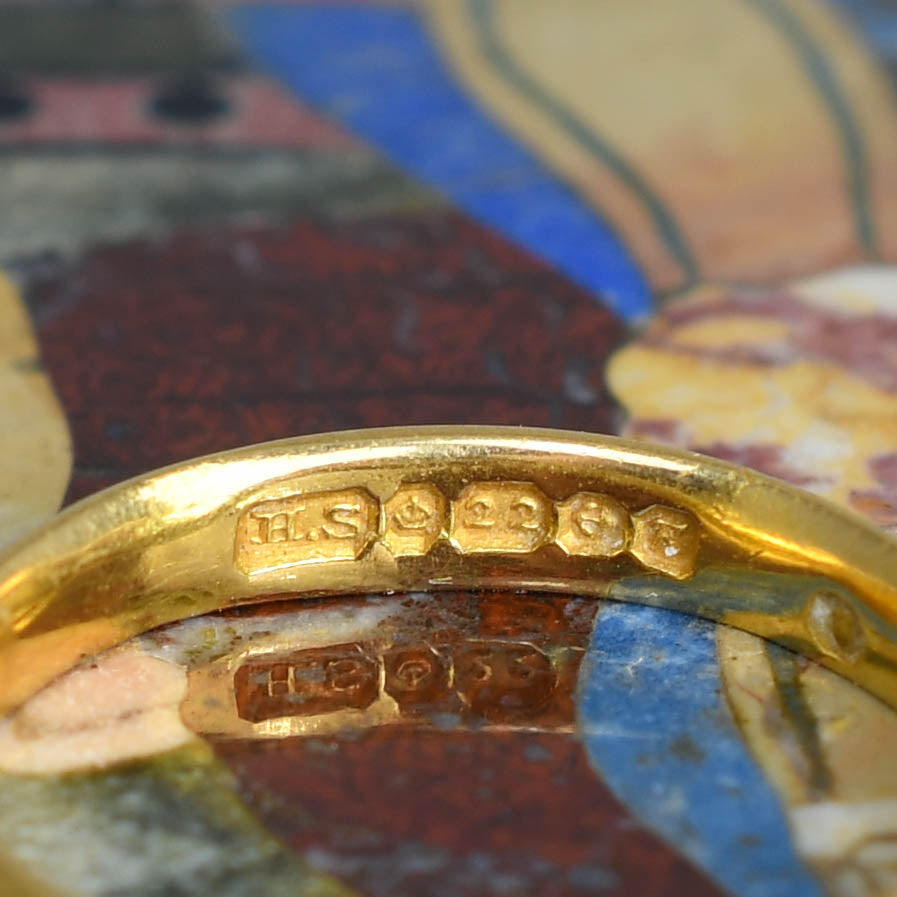 Mid-Century 22k Gold Heart Wedding Band