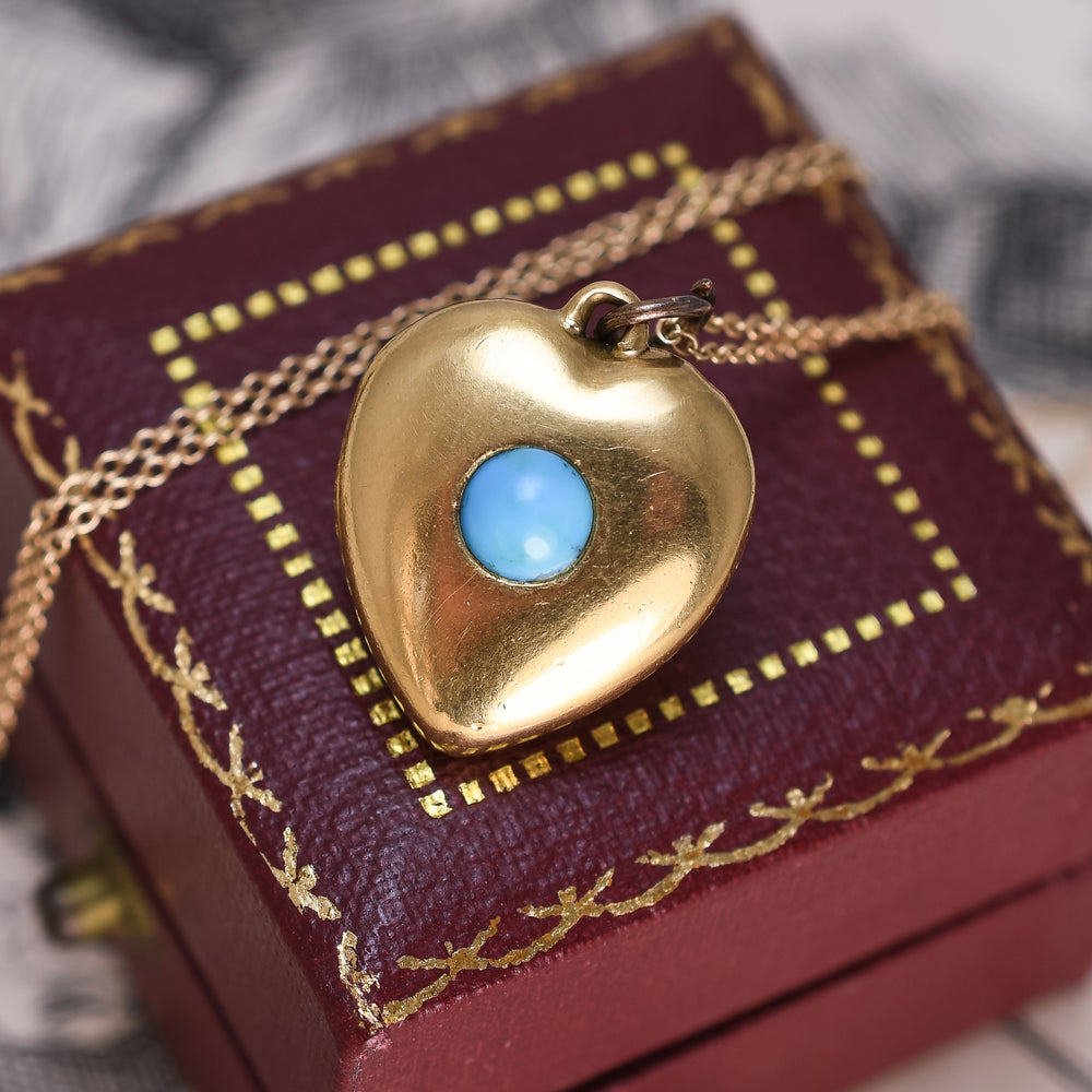 Late Victorian Turquoise Heart Locket