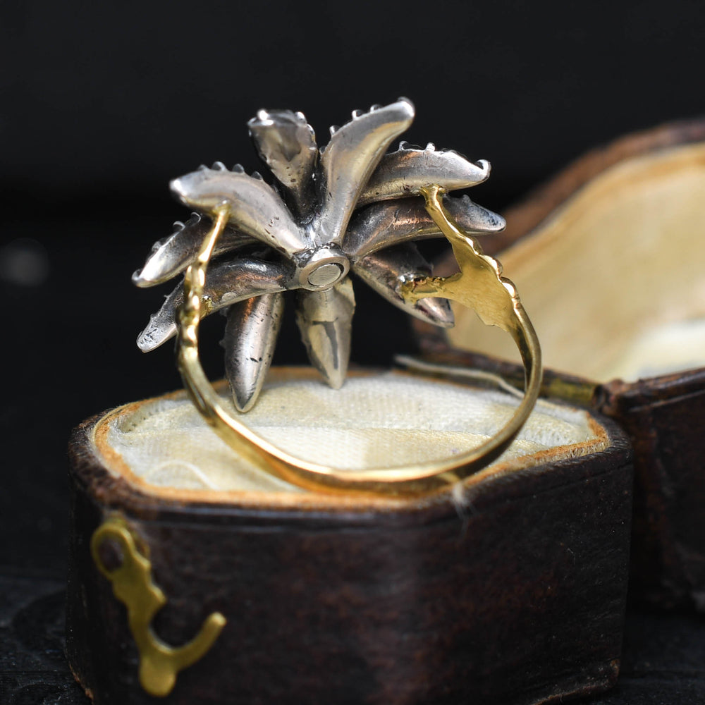 Georgian Rose & Table Cut Diamond Starburst Flower Ring