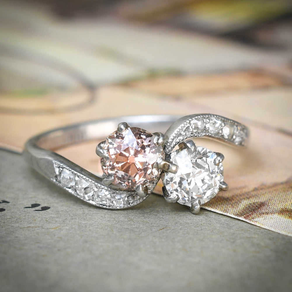 Edwardian Fancy Diamond Toi et Moi Ring