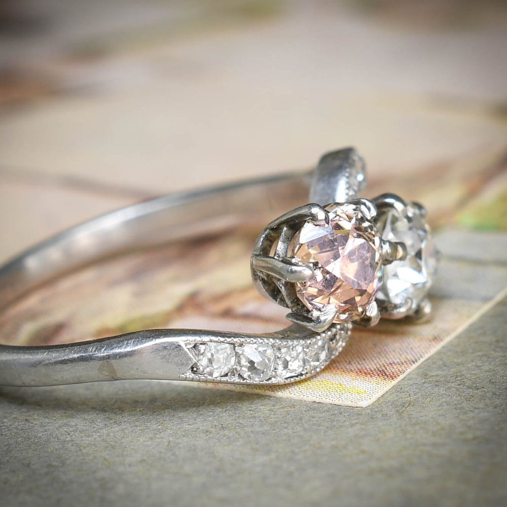 Edwardian Fancy Diamond Toi et Moi Ring