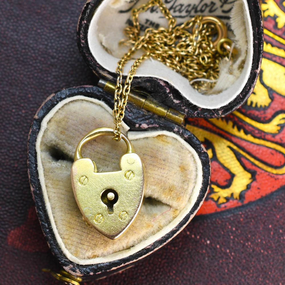 Late Victorian 15k Gold Heart Padlock Charm