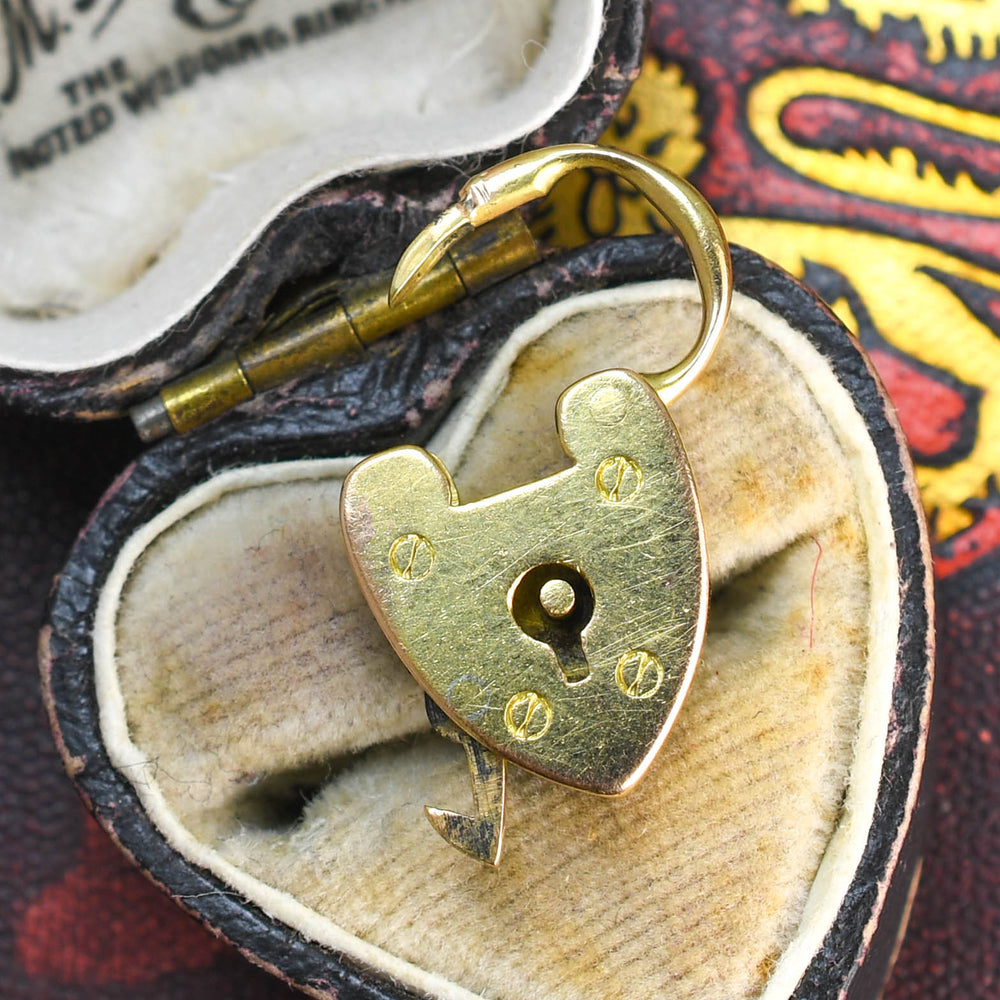 Late Victorian 15k Gold Heart Padlock Charm