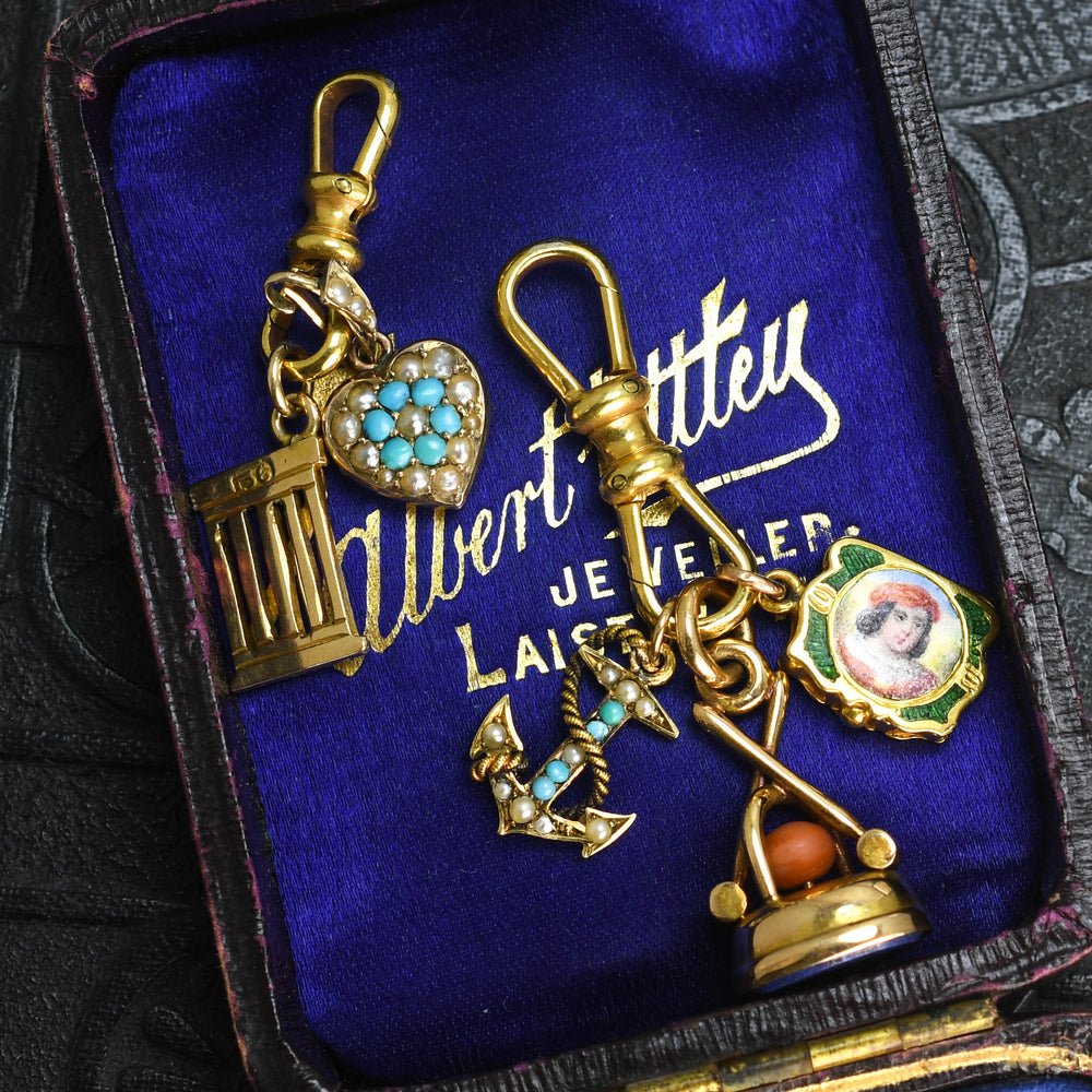 Antique Pair of Gold Double Ended Dog Clips