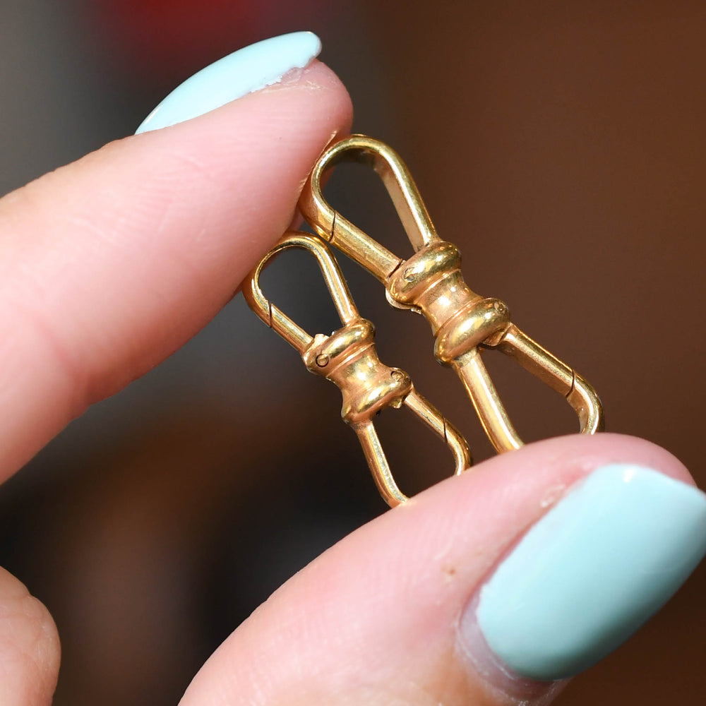 Antique Pair of Gold Double Ended Dog Clips