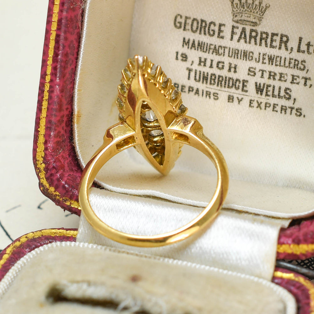 Late Victorian Diamond Navette Cluster Ring