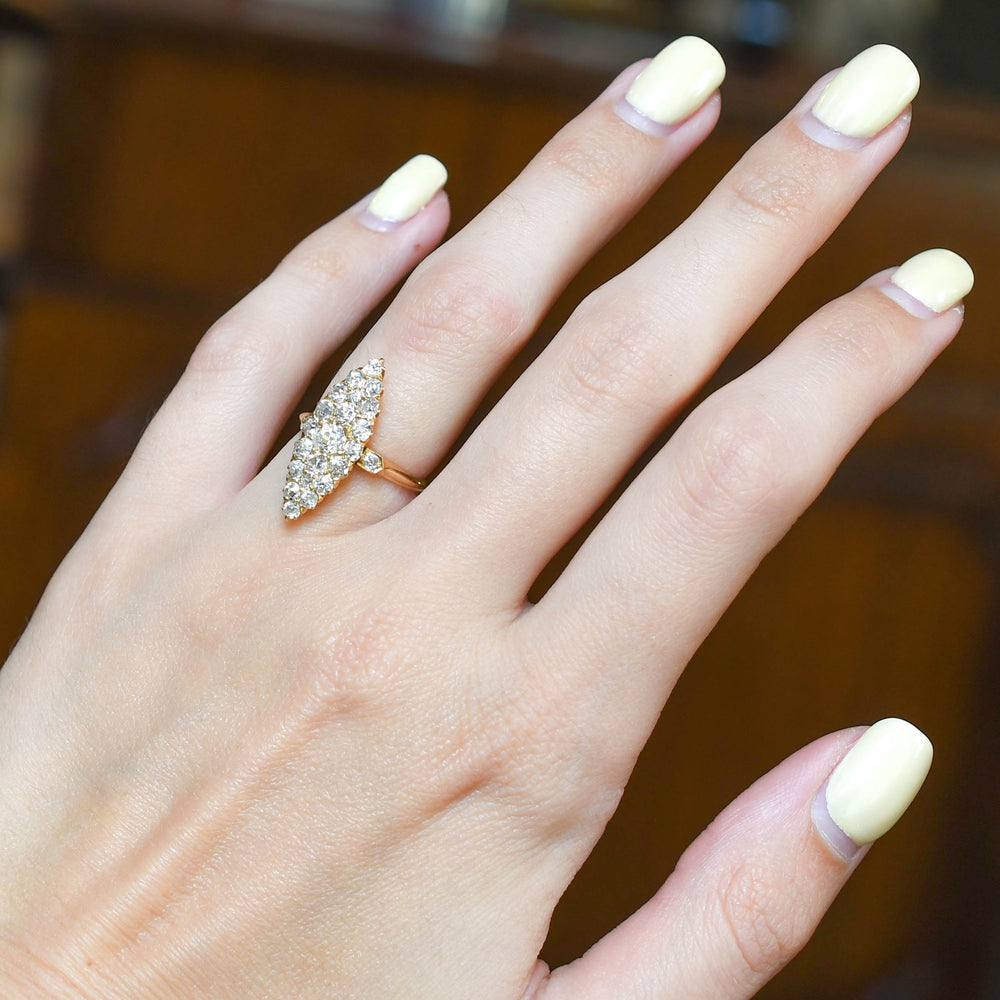 Late Victorian Diamond Navette Cluster Ring