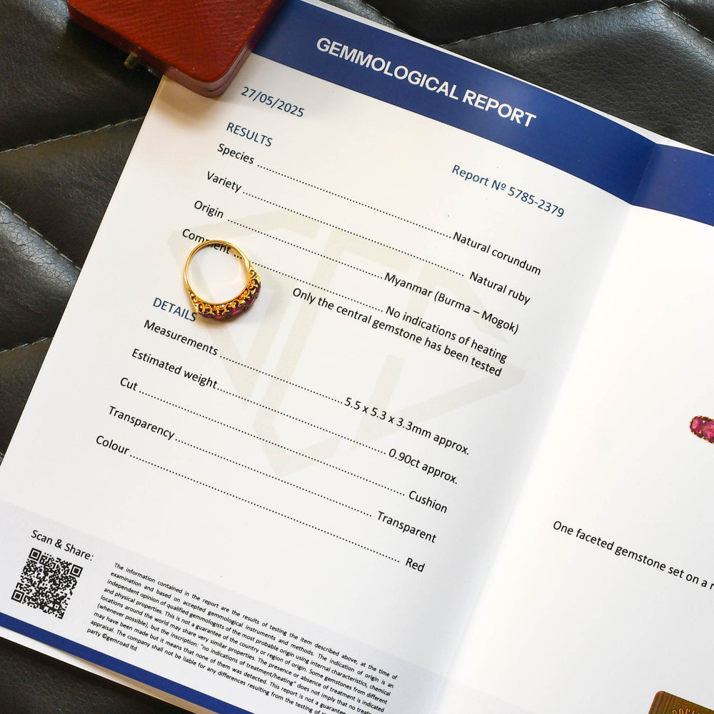 Victorian 2.3ct Burma Ruby 5-Stone Half Hoop Ring