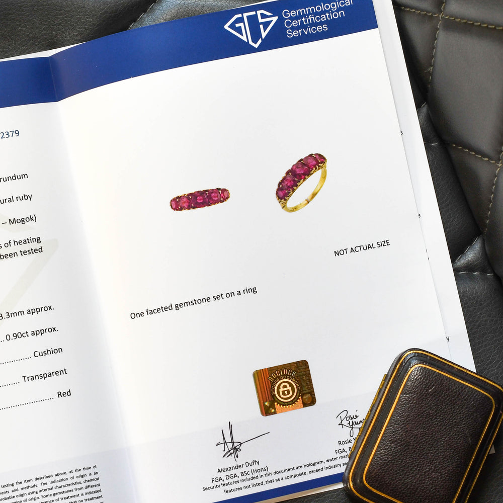 Victorian 2.3ct Burma Ruby 5-Stone Half Hoop Ring