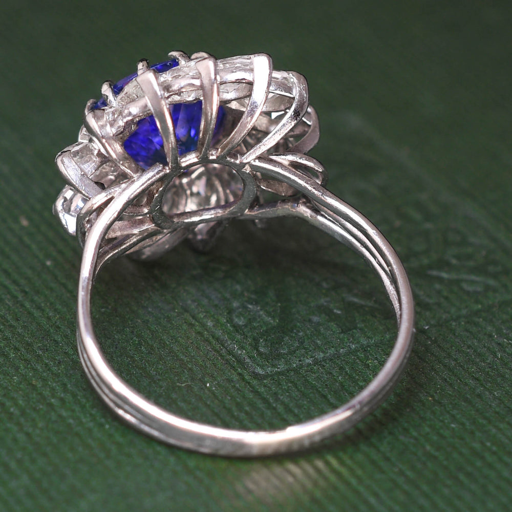 Vintage 2.23ct Tanzanite & Diamond Flower Cluster Ring