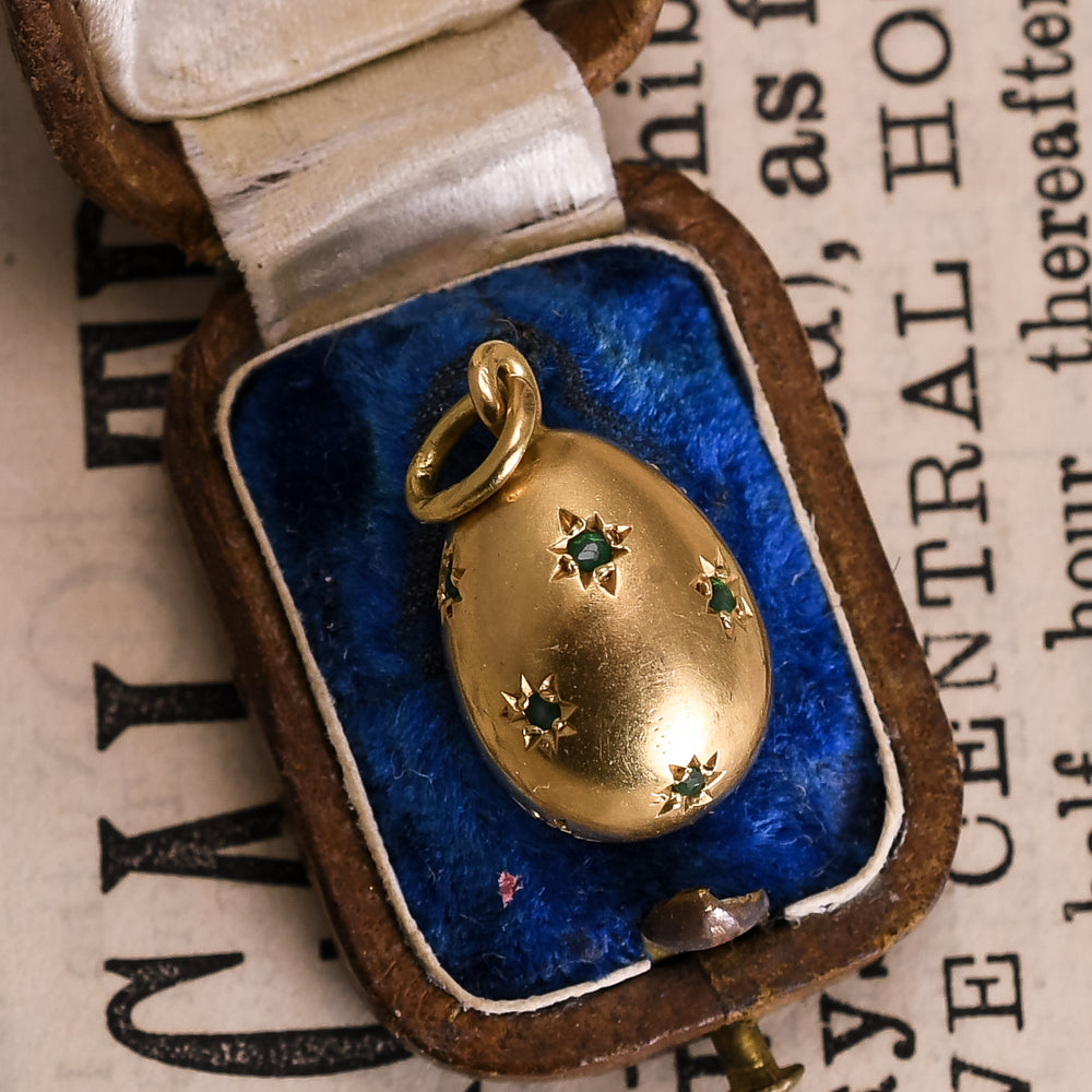 Pre revolution Russian Demantoid Garnet Fabergé Miniature Egg Pendant
