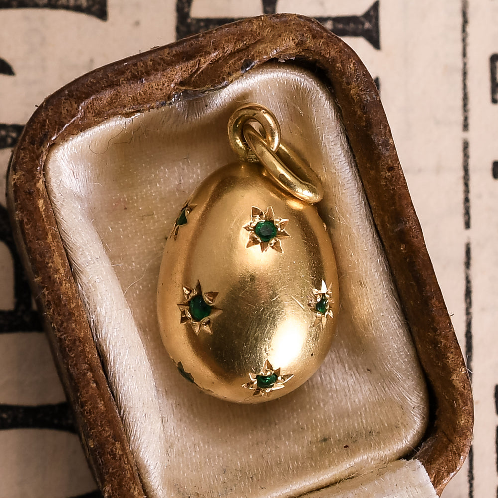 Pre revolution Russian Demantoid Garnet Fabergé Miniature Egg Pendant