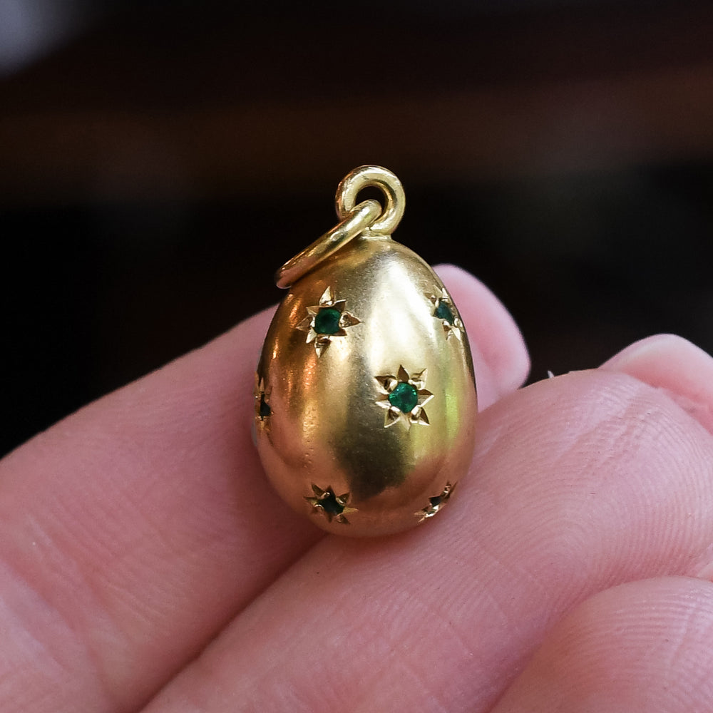 Pre revolution Russian Demantoid Garnet Fabergé Miniature Egg Pendant