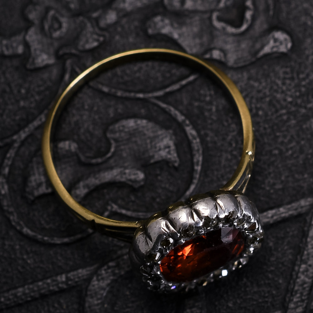 Georgian Hessonite Garnet & Diamond Cluster Ring