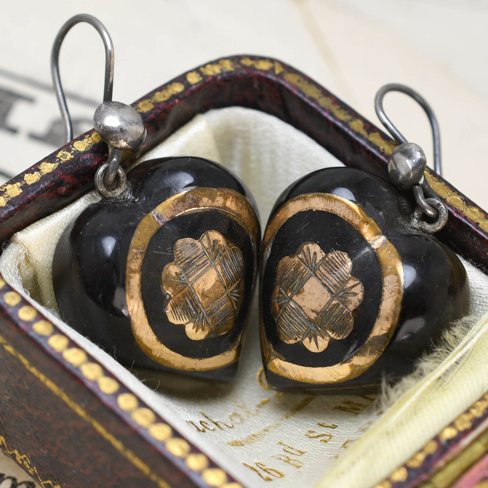 Victorian Floral Pique Heart Earrings