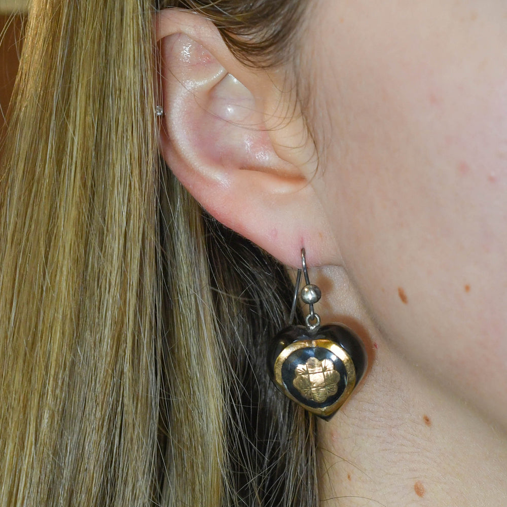 Victorian Floral Pique Heart Earrings