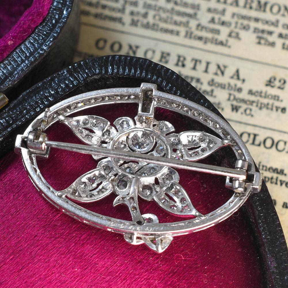 Edwardian Diamond Openwork Flower Brooch