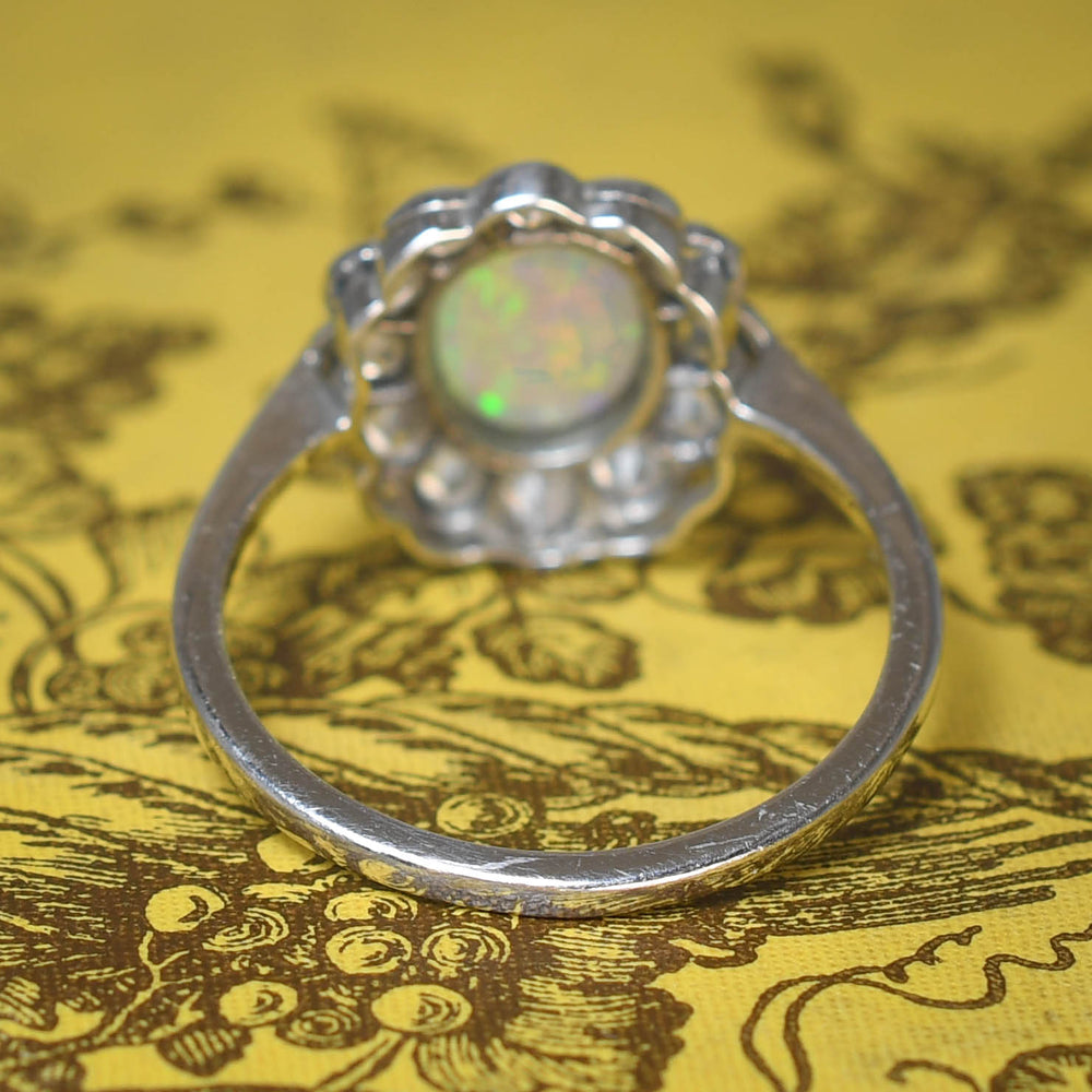 1920's Opal & Diamond Flower Cluster Ring