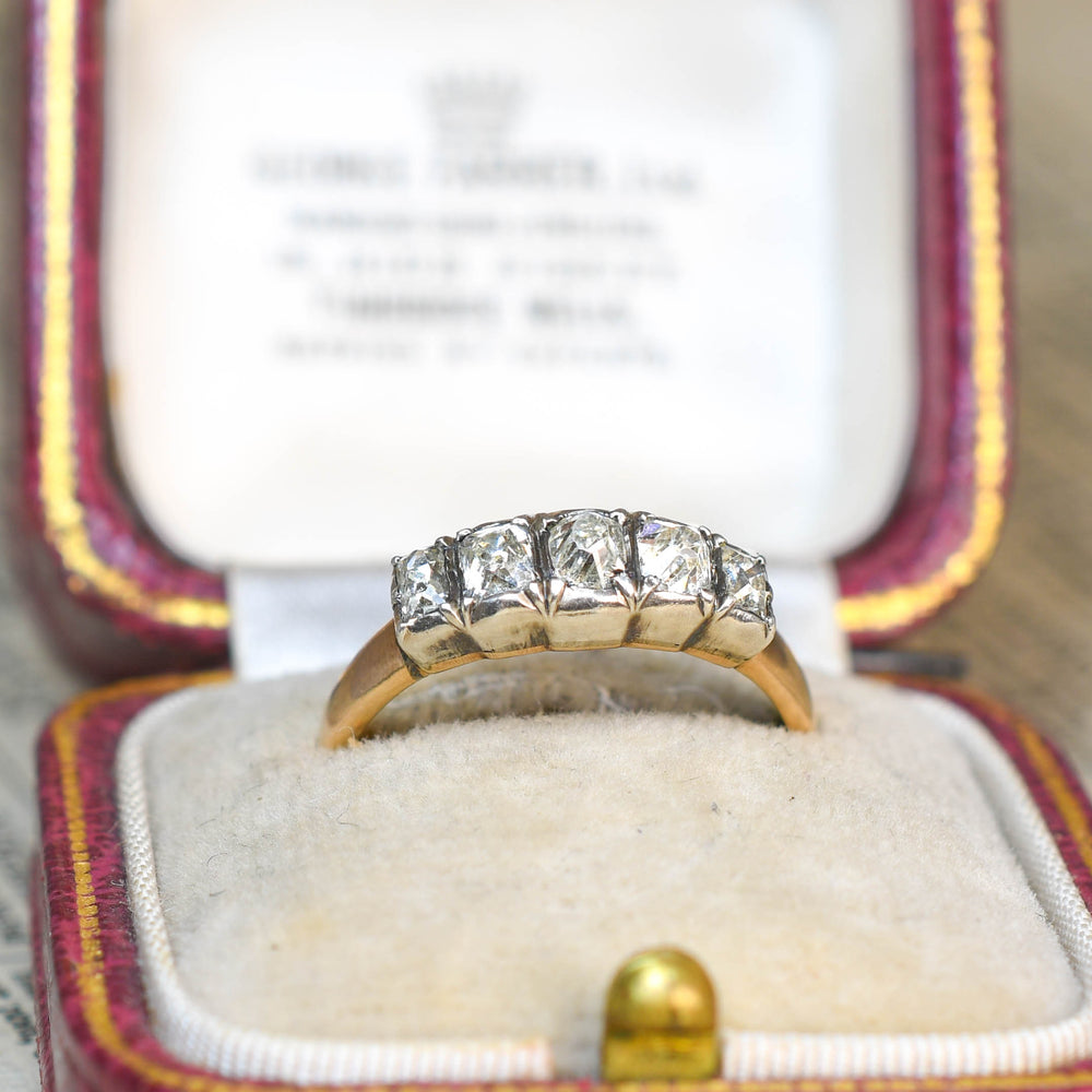Georgian Peruzzi Cut Diamond 5-Stone Ring