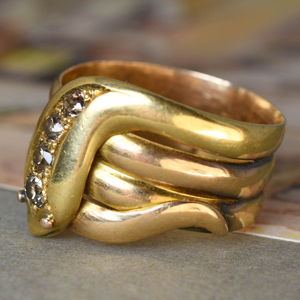 Victorian Old Cut Diamond Snake Ring