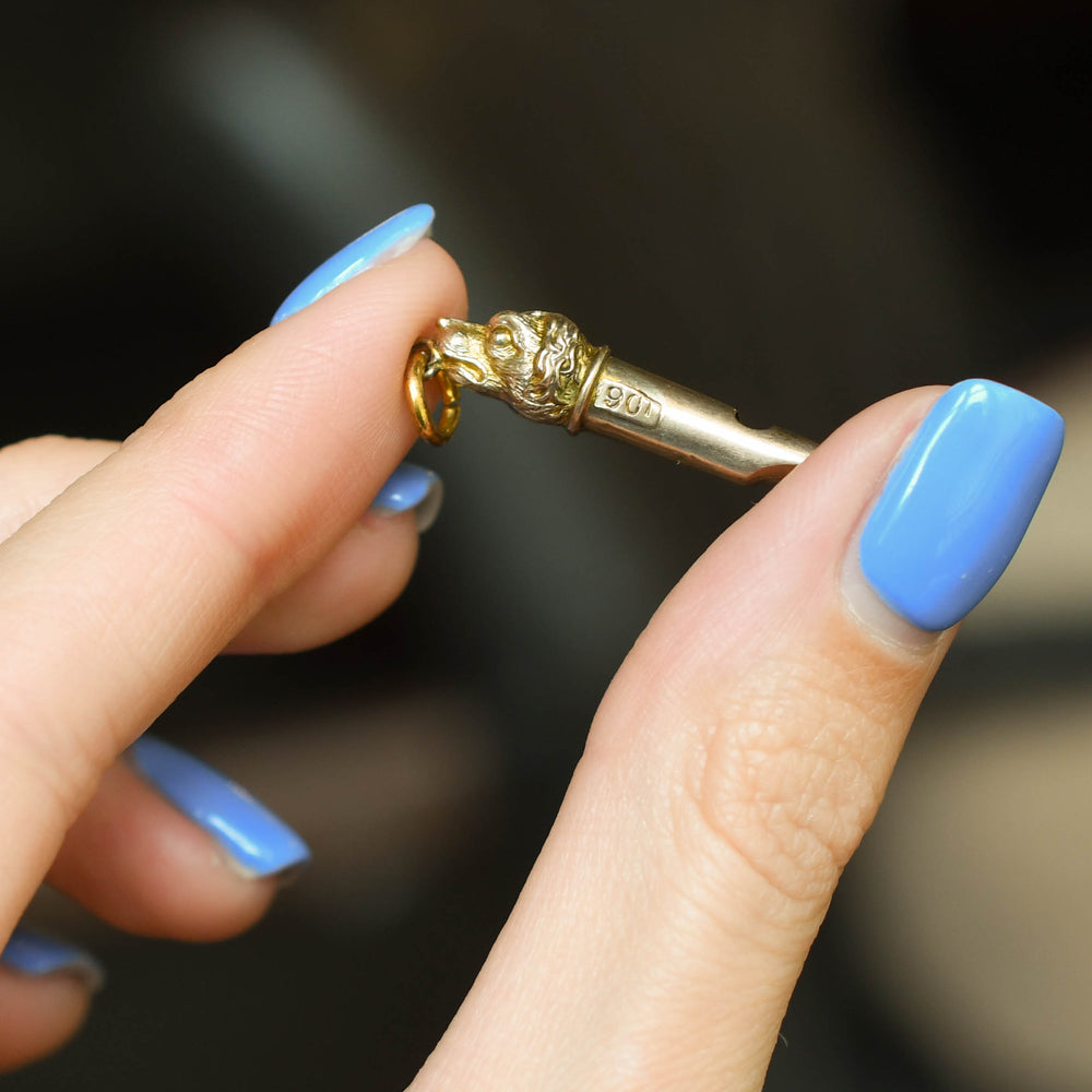 Victorian Gold Dog Whistle Pendant