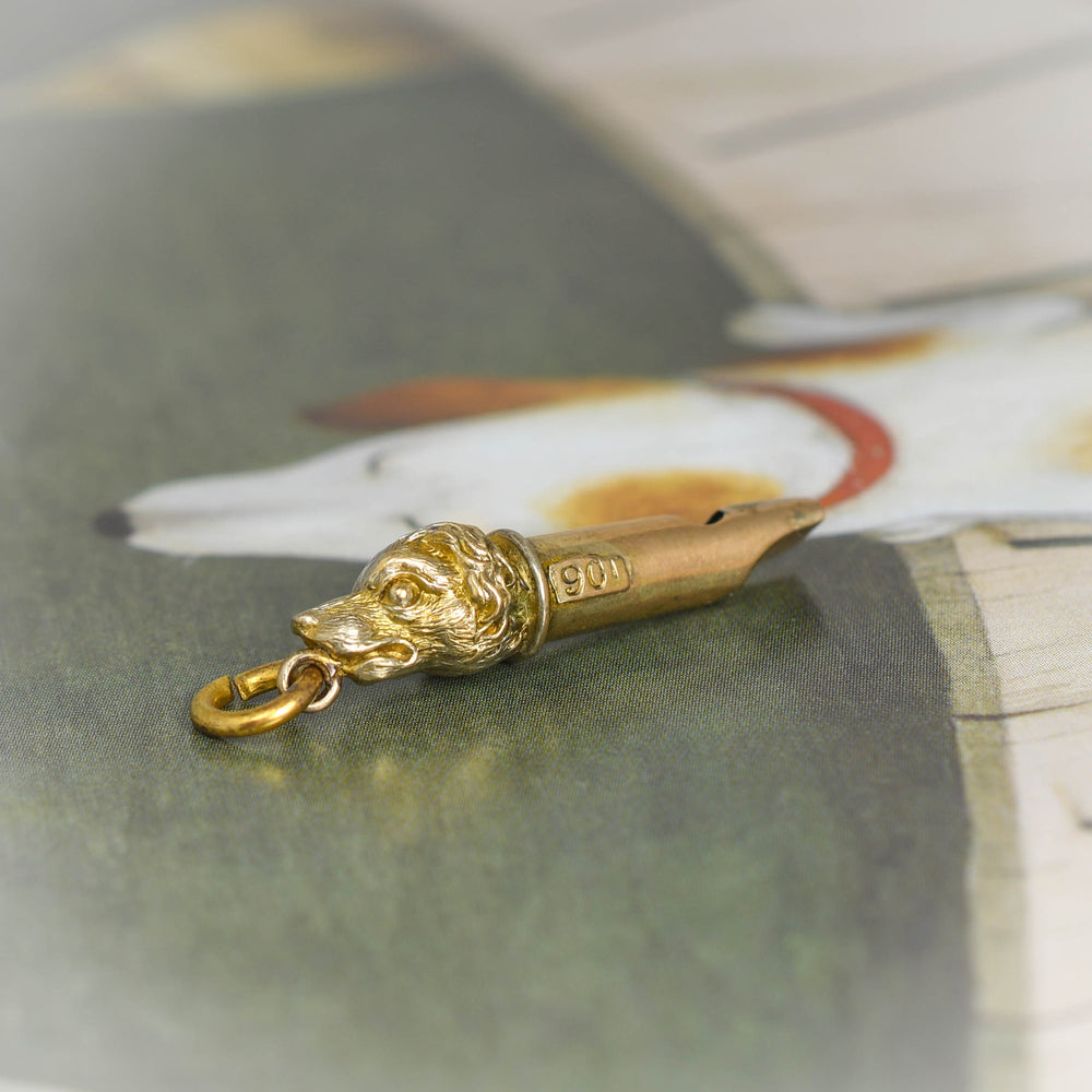Victorian Gold Dog Whistle Pendant