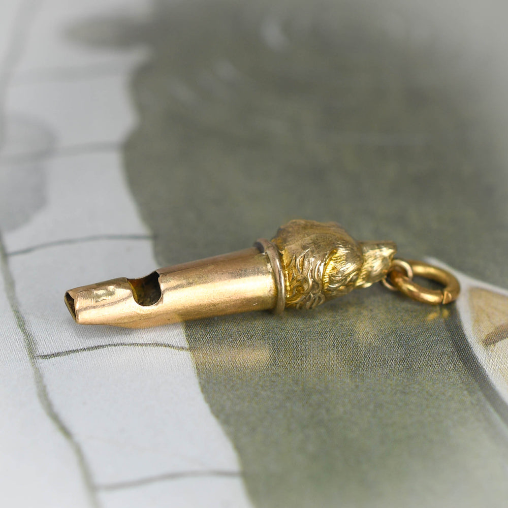 Victorian Gold Dog Whistle Pendant