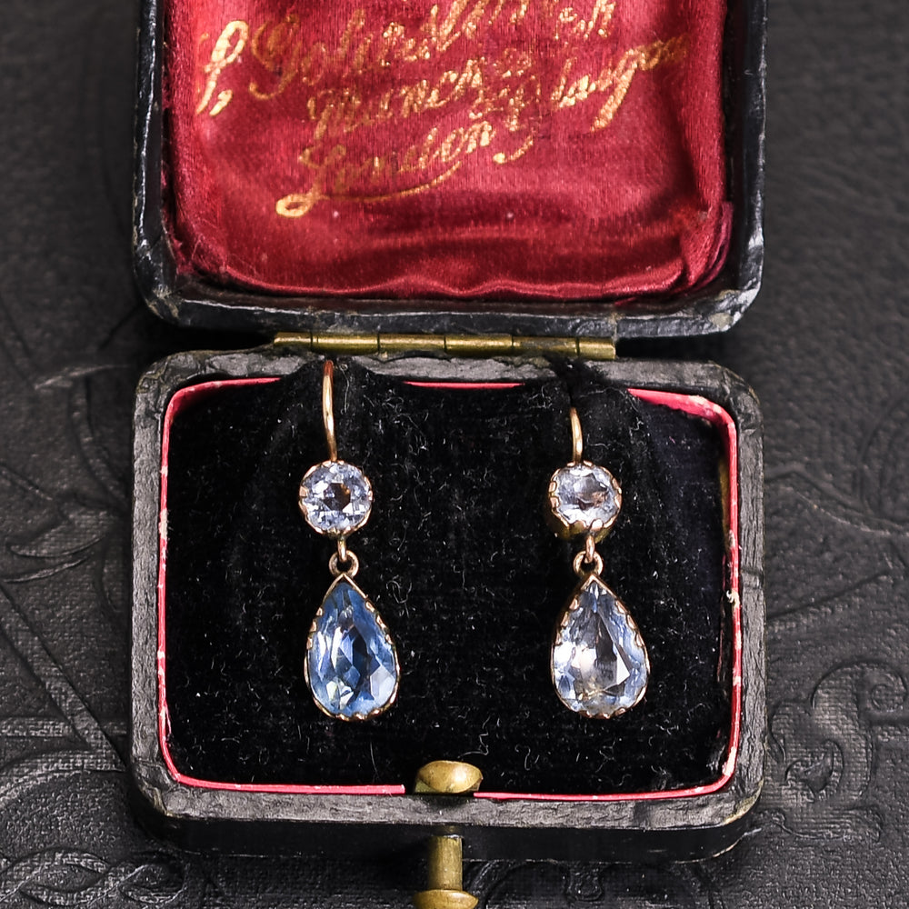 Georgian Aquamarine Paste Earrings