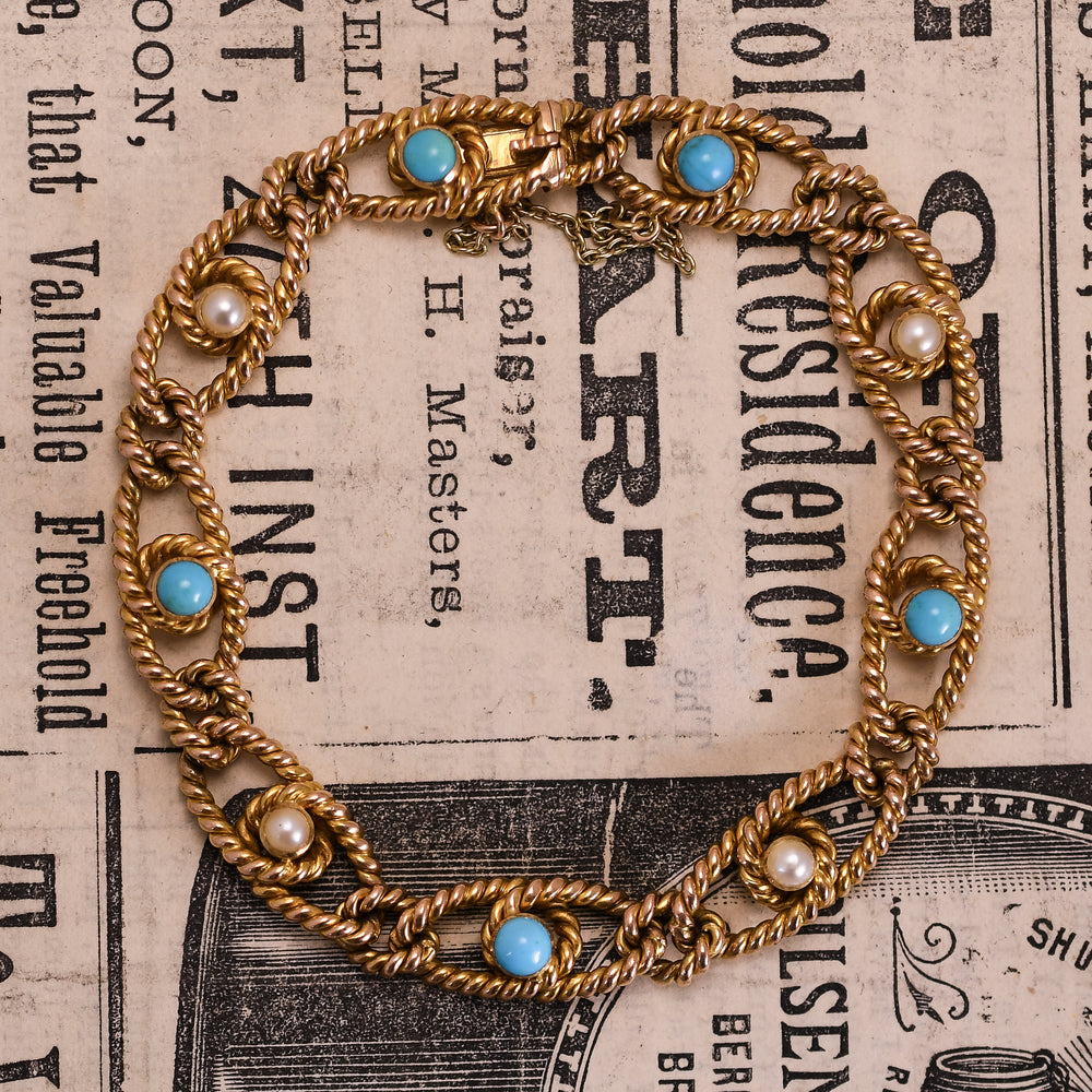 Victorian Turquoise & Pearl Bracelet