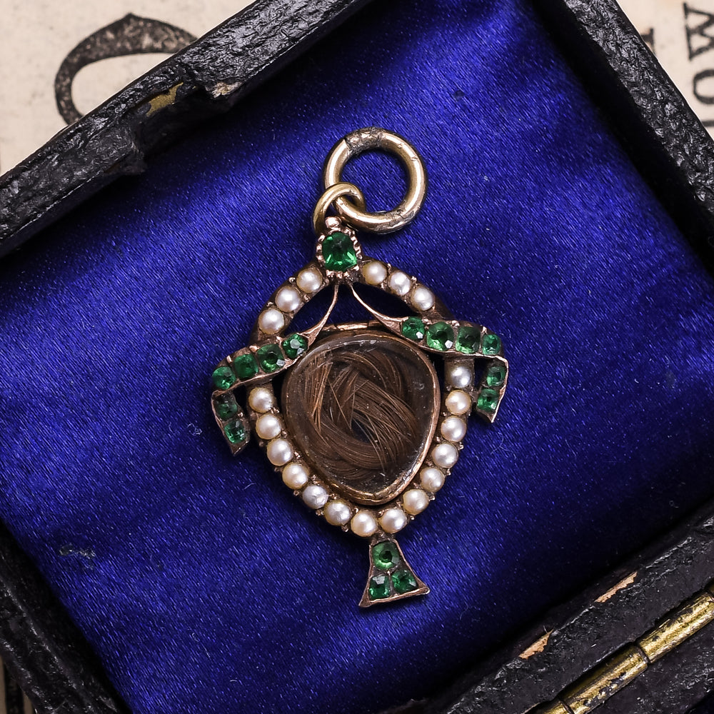 Georgian Emerald & Pearl Urn Locket