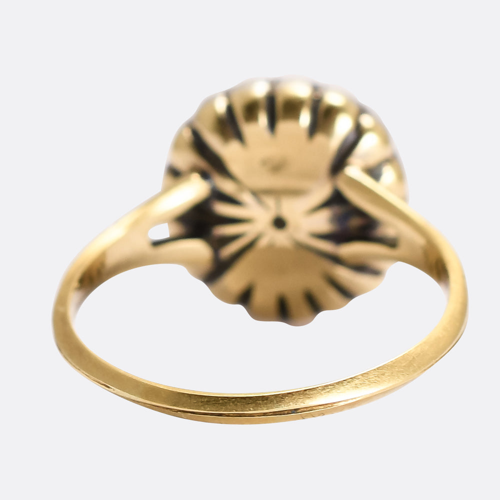 Georgian Hessonite Garnet & Diamond Cluster Ring