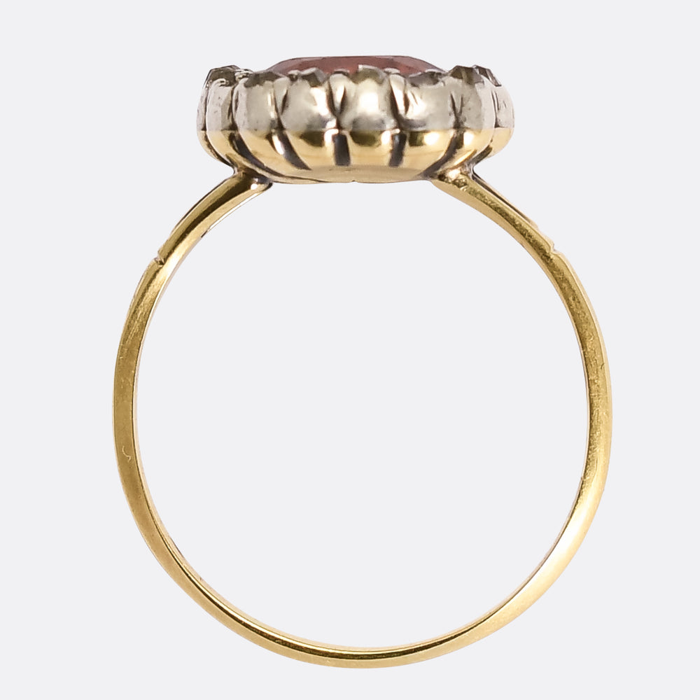 Georgian Hessonite Garnet & Diamond Cluster Ring