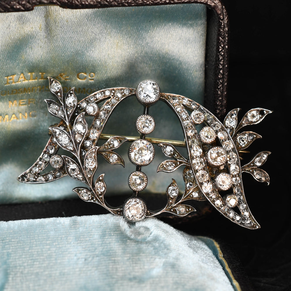 Victorian Diamond Floral Brooch