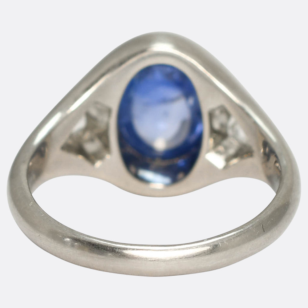 4.06ct Ceylon Sapphire Cabochon & Diamond Ring