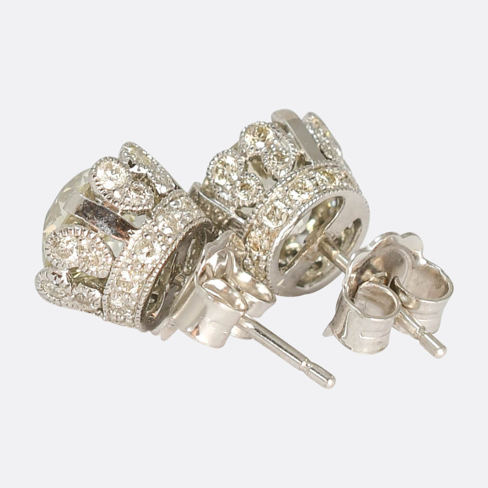 4.97ct Old Cut Diamond Stud Earrings